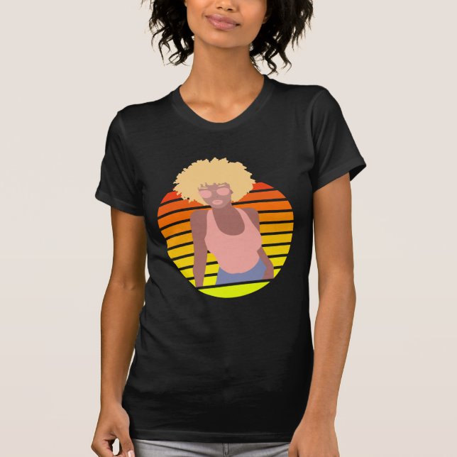 T-SHIRT RETRO AFRO QUEEN - REINE AFRO-AMÉRICAINE (Devant)