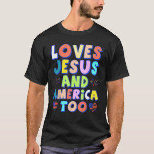T-shirt Retro aime Jésus et l'Amérique Too God Christian 4