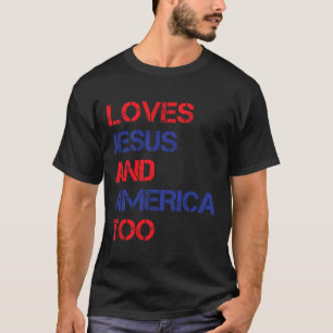 T-shirt Retro Aime Jésus Et L'Amérique Trop Chrétienne 4èm