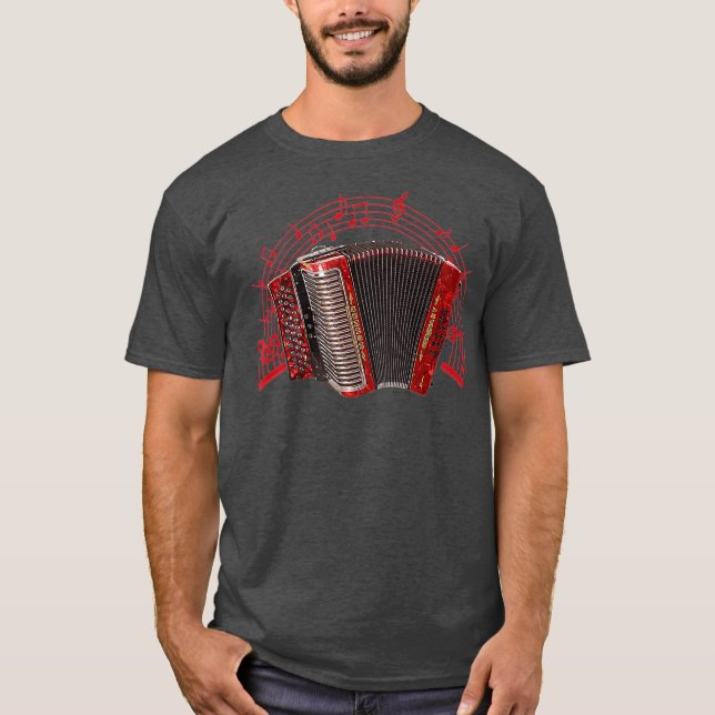 T-shirt Retro Air Accordion Player Choir Musical Men (Devant)