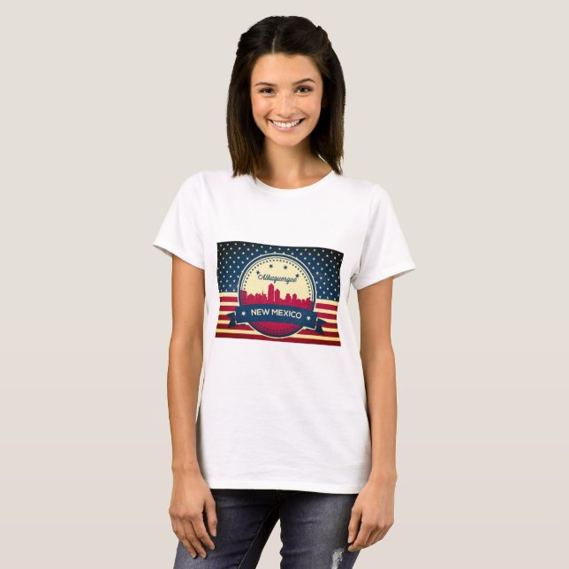 T-shirt Retro Alberquerque New Mexico Skyline (Devant entier)