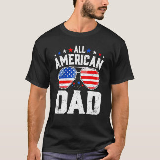 T-shirt Retro All American Papa Vintage Us Drapeau Retro F