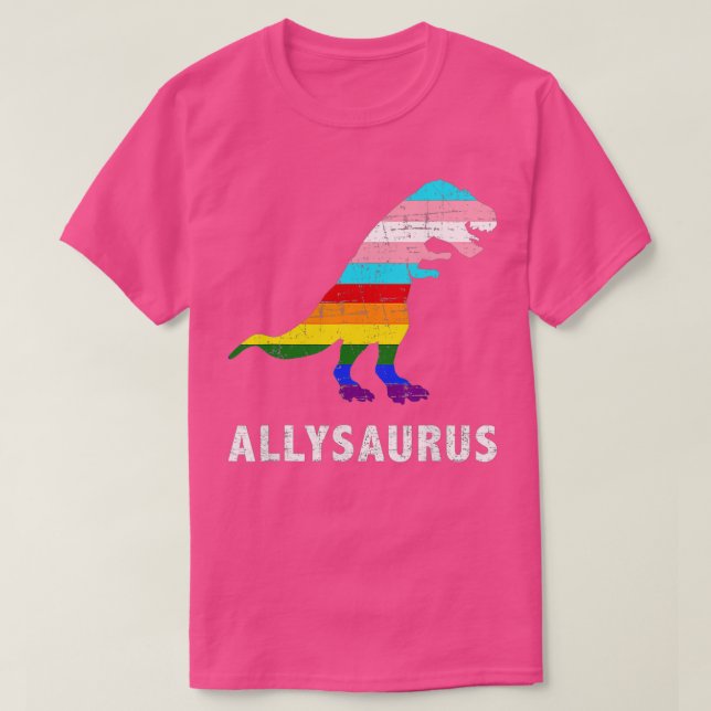 T-shirt Retro Allysaurus Dinosaur arc-en-ciel LGBT Trans G (Design devant)