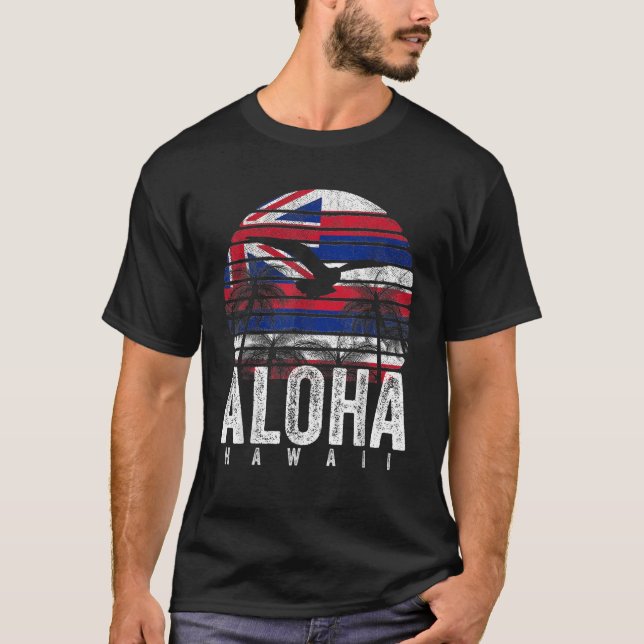 T-shirt Retro Aloha Hawaii Drapeau Hawaii Île Hawaii Vinta (Devant)