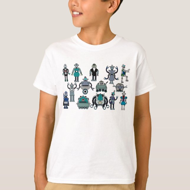 T-shirt Rétro amant de robot pour des enfants ! Amusement, (Devant)
