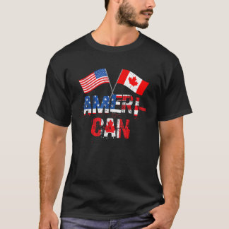 T-shirt Retro Ameri Can Canada USA Drapeau Patriotique Can
