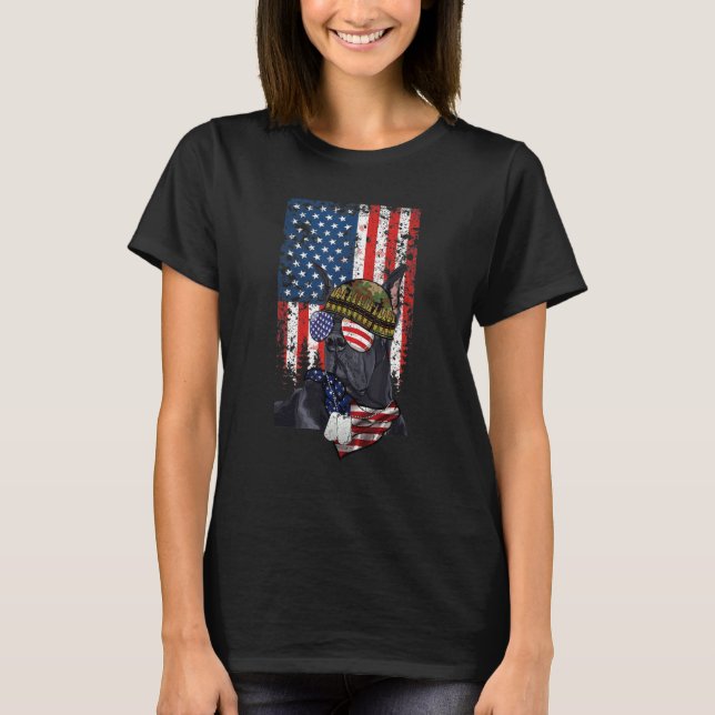 T-shirt Retro American Flag 4th of July Great Dane Veteran (Devant)