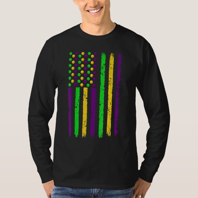 T-shirt Retro American Flag Mardi Gras Funny US Mardi Gras (Devant)