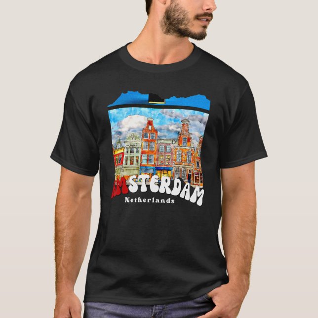 T-shirt Retro Amsterdam Painting   Netherlands   Amsterdam (Devant)