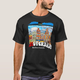 T-shirt Retro Amsterdam Peinture Pays-Bas Amsterdam