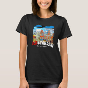 T-shirt Retro Amsterdam Peinture Pays-Bas Amsterdam
