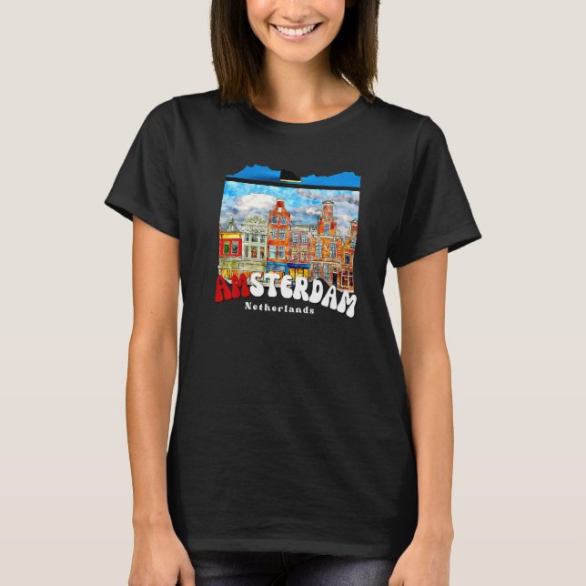 T-shirt Retro Amsterdam Peinture Pays-Bas Amsterdam (Devant)