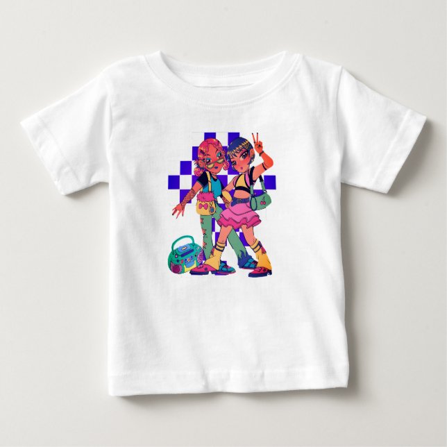 T-Shirt Retro Anime Duo Graphic Tee (Devant)