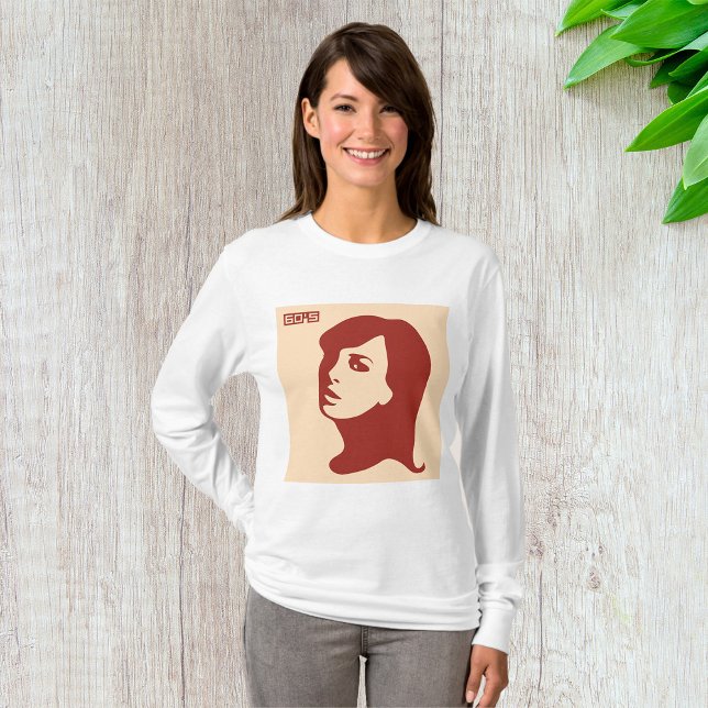 T-shirt Rétro années 1960 minimaliste femme Illustration A (Créateur téléchargé)