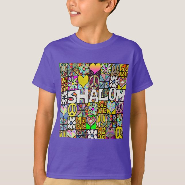T-Shirt Rétro Années 60 Shalom LOVE Psychédélique (Devant)