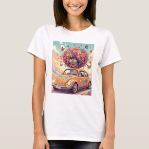 T-shirt Rétro Années 70 Fleur Power Hippie
