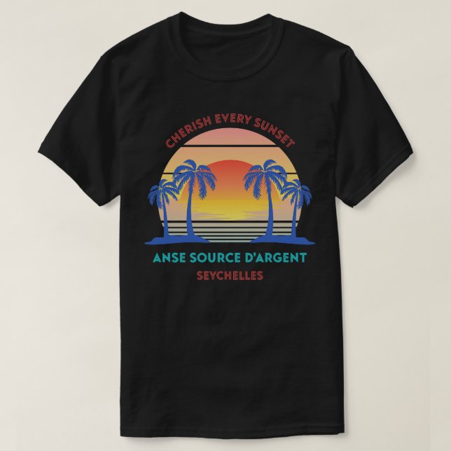 T-shirt Retro Anse Source DArgent Plage Chérissez Chaque C (Design devant)