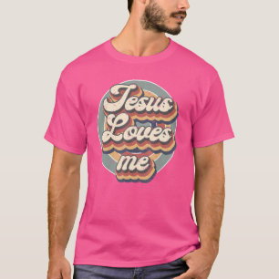 T-shirt Retro Arc-en-ciel Jésus M'aime Chrétien Religieux