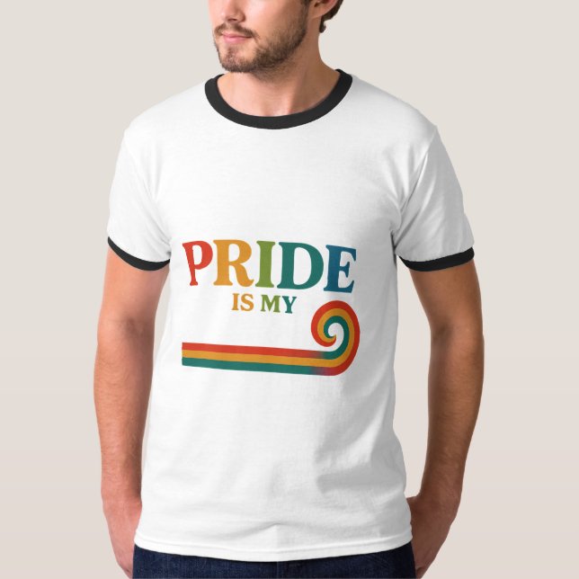 T-Shirt Rétro Arc-en-Ciel PRIDE in Motion  (Devant)