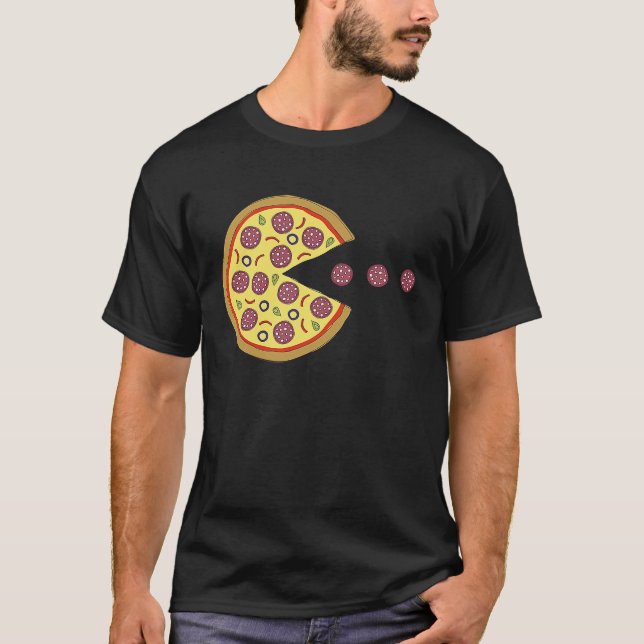 T-shirt Retro Arcade Game Pizza Salami Classique Videogam (Devant)