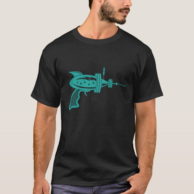 T-shirt Rétro arme à feu de rayon dans Teal (Devant)