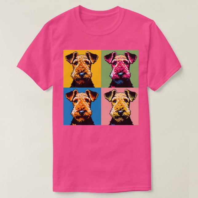 T-shirt Retro Art Airedale Terrier Cute Puppy (Design devant)