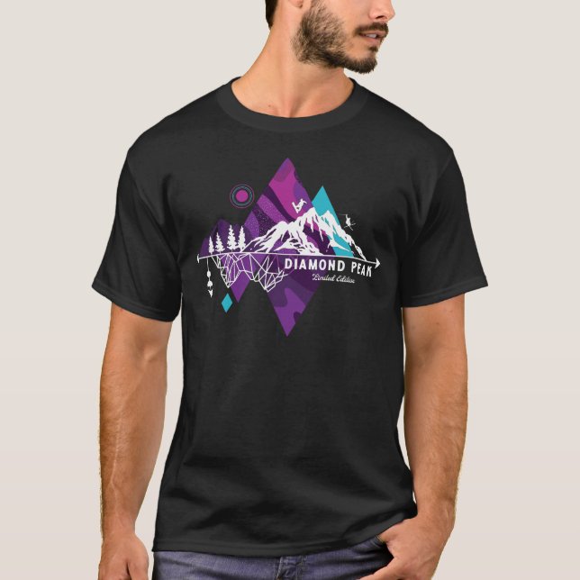 T-shirt Retro Art Boho Diamond Peak Ski Adventure (Devant)