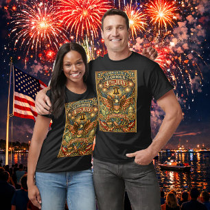 T-shirt Rétro Art nouveau Jour de l'Indépendance du 4 juil