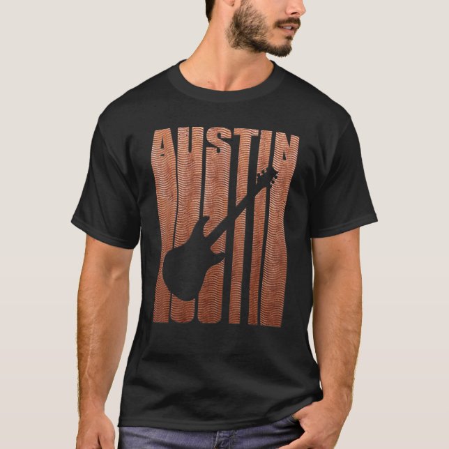 T-shirt Retro Artsy Austin Vintage Music Guitare (Devant)