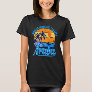 T-shirt Rétro Aruba Caribe Palm Tree Beach Vacances d'été