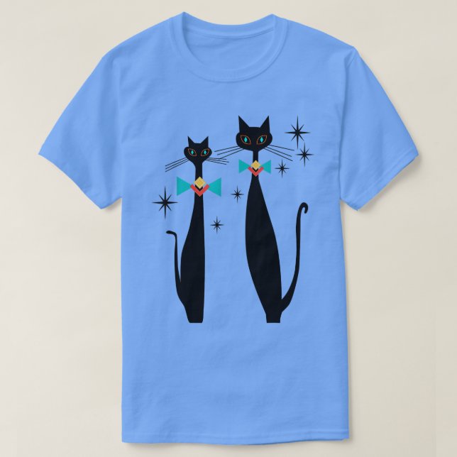 T-shirt Retro Atomic Era Mid Century Modern Cool Cat Pair  (Design devant)