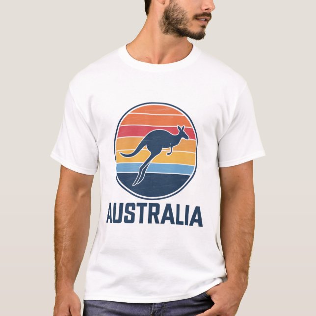 T-shirt Retro Australian Sunset Animal sauter Kangaroo (Devant)