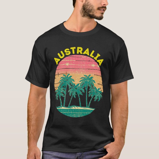 T-shirt Rétro Australie Vacances Souvenir Palm Tree (Devant)