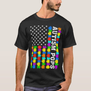 T-shirt Retro Autism Pops American Flag Love Autism Awaren
