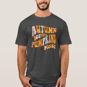 T-shirt Retro Automne Feuilles Citrouille S'Il Vous Plaît