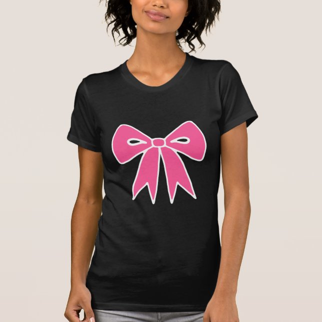 T-Shirt Rétro avec Nœud Rose (Devant)