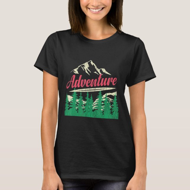 T-shirt Retro Aventure Camping Extérieur Montagne Randonné (Devant)
