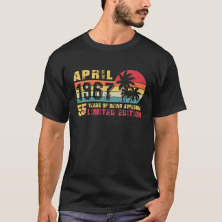 T-shirt Rétro Avril 1967 55 Ans Édition Limitée 55E