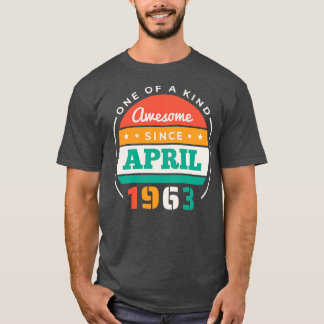 T-shirt Retro Awesome Depuis Avril 1963 Anniversaire Vinta