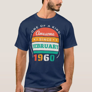 T-shirt Retro Awesome depuis février 1960 Anniversaire Vin