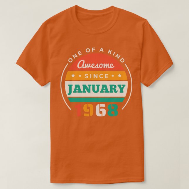 T-shirt Retro Awesome depuis Janvier 1968 Anniversaire Vin (Design devant)