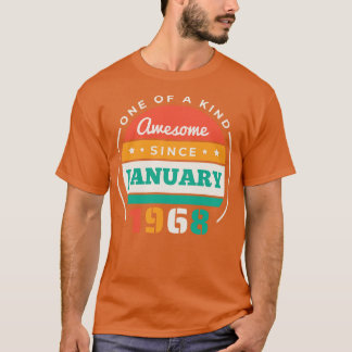 T-shirt Retro Awesome depuis Janvier 1968 Anniversaire Vin