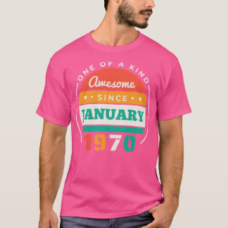 T-shirt Retro Awesome depuis Janvier 1970 Anniversaire Vin