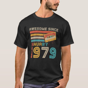 T-shirt Retro Awesome Depuis Janvier 1979 43E Anniversaire