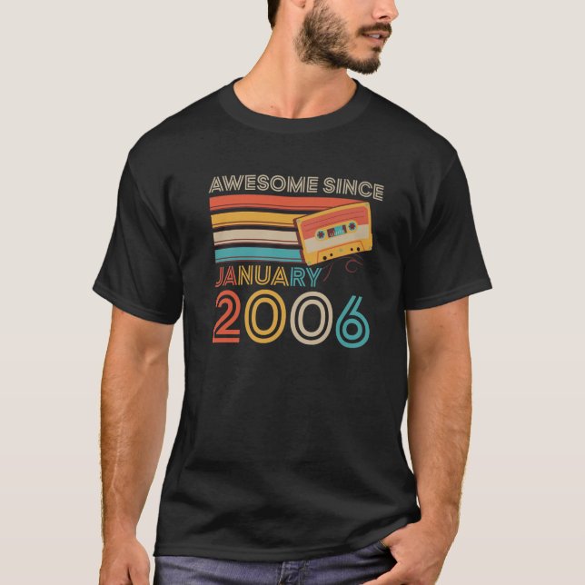 T-shirt Retro Awesome Depuis Janvier 2006 16E Anniversaire (Devant)