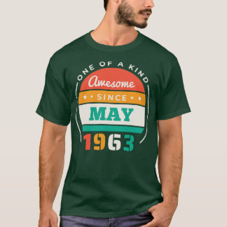 T-shirt Retro Awesome depuis mai 1963 Anniversaire Vintage