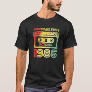 T-shirt Retro Awesome Depuis Octobre 1986 35E Anniversaire