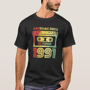 T-shirt Retro Awesome Depuis Octobre 1991 30E Anniversaire