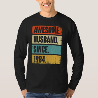 T-shirt Rétro Awesome Mari depuis 1984 38 Mariage Aniver