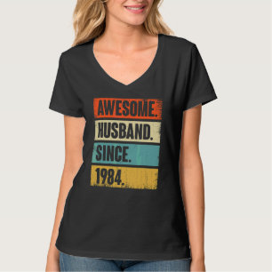 T-shirt Rétro Awesome Mari depuis 1984 38 Mariage Aniver